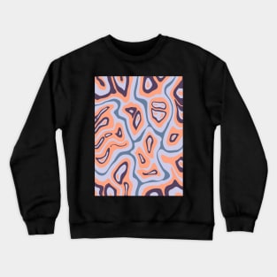 Abstract Retro Liquid Marble Swirl, Purple and Peach Crewneck Sweatshirt